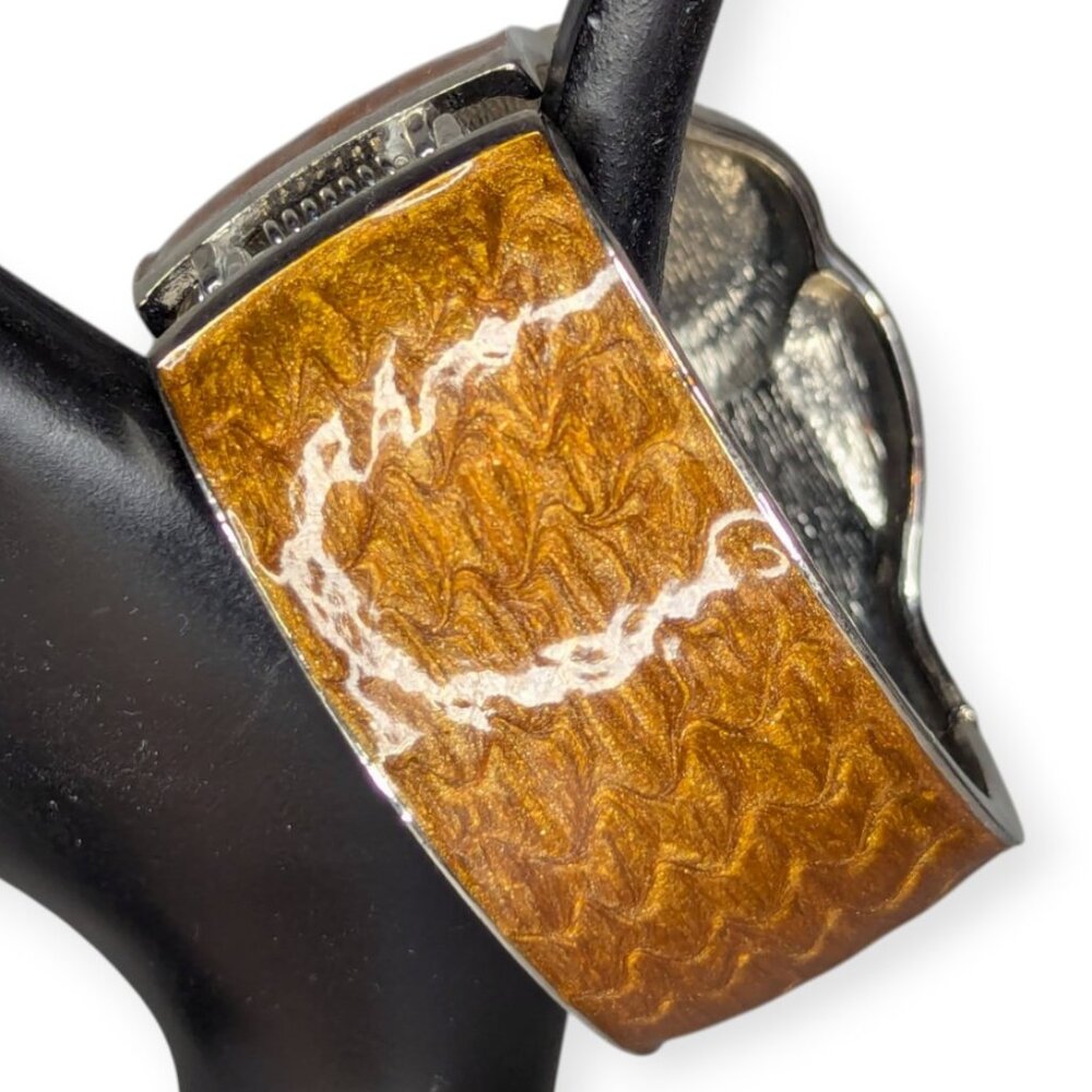 Wide Owl Cuff Silver Tone & Brown Accent Bangle Bracelet Hinged Fashion Jewelry - Picture 3 of 11